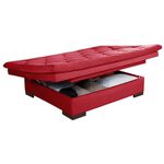 Sofá Cama Com Baú Reclinável Suede Liso - Vermelho