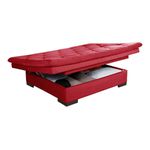 Sofá Cama Com Baú Reclinável Suede Liso - Vermelho