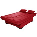 Sofá Cama Com Baú Reclinável Suede Liso - Vermelho