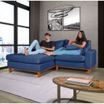 Sofá Com Chaise Esquerdo 1,94m em Linho Azul - Paris