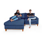 Sofá Com Chaise Esquerdo 1,94m em Linho Azul - Paris