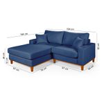 Sofá Com Chaise Esquerdo 1,94m em Linho Azul - Paris