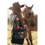 Jaqueta Couro Legitimo Bordada Preta 