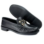 Mocassim Feminino em Couro com Bridão - 4291040 PRETO