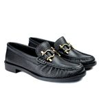 Mocassim Feminino em Couro com Bridão - 4291040 PRETO