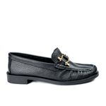 Mocassim Feminino em Couro com Bridão - 4291040 PRETO