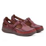 Sapatilha Confort em Couro Com Velcro Marsala 4009