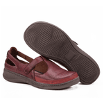 Sapatilha Confort em Couro Com Velcro Marsala 4009