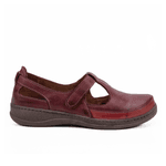 Sapatilha Confort em Couro Com Velcro Marsala 4009