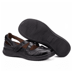 Sapatilha Confort em Couro Com Velcro Preta 4008