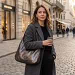 Bolsa Feminina em Couro Texturizado Gota Ônix