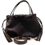 Bolsa Feminina em Couro Texturizado Marron Bambolim