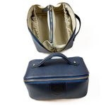 Necessaire Triângulo em Couro Texturizado Azul