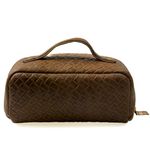 Necessaire Triângulo em Couro Texturizado Caramelo