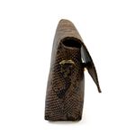 Bolsa Feminina em Couro Texturizado Animal Print Bege Cristina