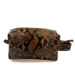 Necessaire em Couro Animal Print Marron