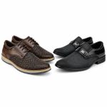 Kit 2 pares em Couro + Sapato Material Tecnológico Preto