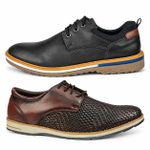 Kit 2 pares em Couro + Sapato Casual Material Tecnológico Preto