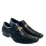 Sapato Social Masculino em Couro com Costura Manual Calvest 1750F015 - Preto
