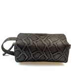 Necessaire em Couro Animal Print Preta