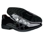 Sapato Social em Material Tecnológico Verniz Preto Pierutti 65F220