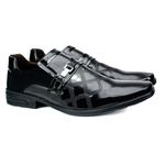 Sapato Social em Material Tecnológico Verniz Preto Pierutti 65F220