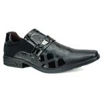 Sapato Social em Material Tecnológico Verniz Preto Pierutti 65F219