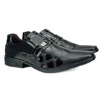 Sapato Social em Material Tecnológico Verniz Preto Pierutti 65F219