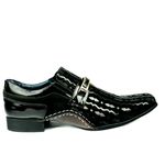 Sapato Social Masculino em Couro Detalhes em Verniz Calvest 1930F214-PRETO