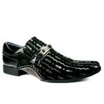 Sapato Social Masculino em Couro Detalhes em Verniz Calvest 1930F214-PRETO