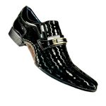 Sapato Social Masculino em Couro Detalhes em Verniz Calvest 1930F214-PRETO