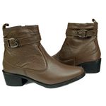 Bota Country Feminina em Couro com Detalhe em Fivela 40F212-CAFÉ