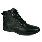 Bota Feminina em Couro Solado Confort de Amarrar 58F211-PRETO