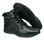 Bota Feminina em Couro Solado Confort de Amarrar 58F211-PRETO