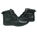 Bota Feminina em Couro Solado Confort de Amarrar 58F211-PRETO
