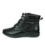 Bota Feminina em Couro Solado Confort de Amarrar 58F211-PRETO
