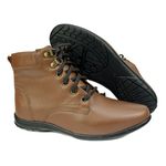 Bota Feminina em Couro Solado Confort de Amarrar 58F211-HAVANA