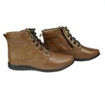 Bota Feminina em Couro Solado Confort de Amarrar 58F211-HAVANA