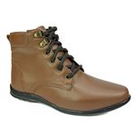 Bota Feminina em Couro Solado Confort de Amarrar 58F211-HAVANA