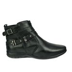 Bota Feminina em Couro Solado Confort com Detalhes Metalizados 58F209-PRETA