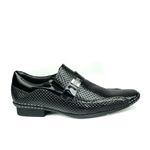 Sapato Social Calvest em Couro Verniz Preto Texturizado 1750F128