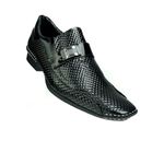 Sapato Social Calvest em Couro Verniz Preto Texturizado 1750F128