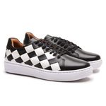 Sapatênis em Couro de Amarrar - 28F115 - PRETO/BRANCO