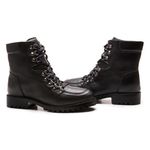 Bota Coturno em Couro com Atacador 58F162-PRETA