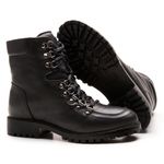 Bota Coturno em Couro com Atacador 58F162-PRETA