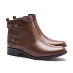 BOTA FEM EM COURO BAIXA COM SPIKE 40F122-CAFE