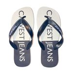 Chinelo Exclusiva Calvest Jeans Branca E Azul