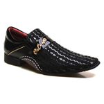 Sapato Social Masculino em Couro Detalhes em Verniz Calvest - 1930D538 Preto