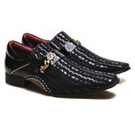 Sapato Social Masculino em Couro Detalhes em Verniz Calvest - 1930D538 Preto