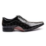 Sapato Social Calvest em Couro Verniz Preto Texturizado de amarrar 1930C593
